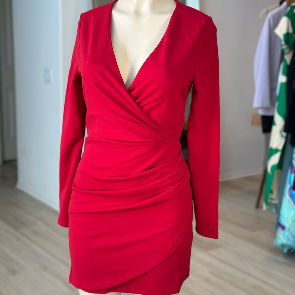 Elegant Red Wrap Dress
